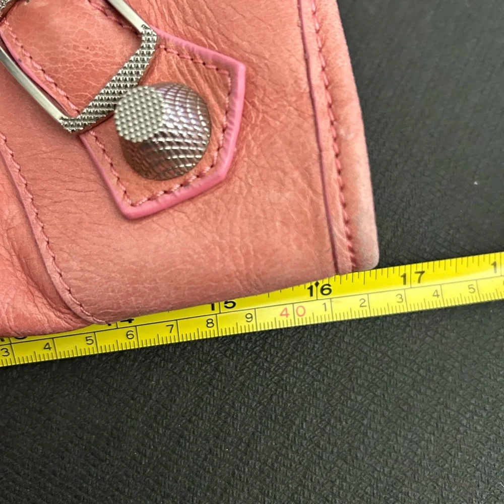 Coral Pink Leather Satchel Bag with Detachable Strap - Picture 5 of 16